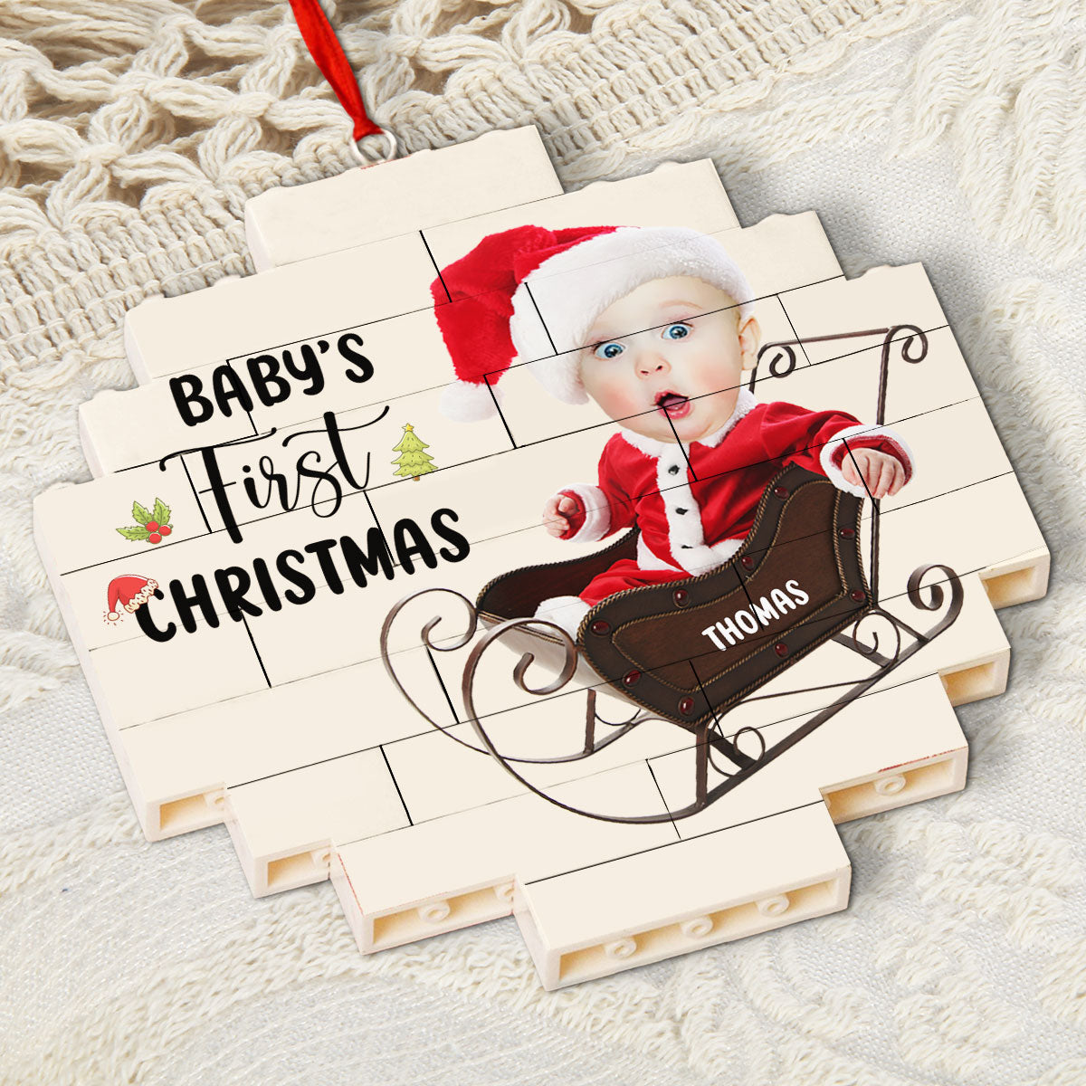 Custom Photo Baby First Christmas Ornament for New Parents • My First Christmas - Personalized Puzzle Ornament