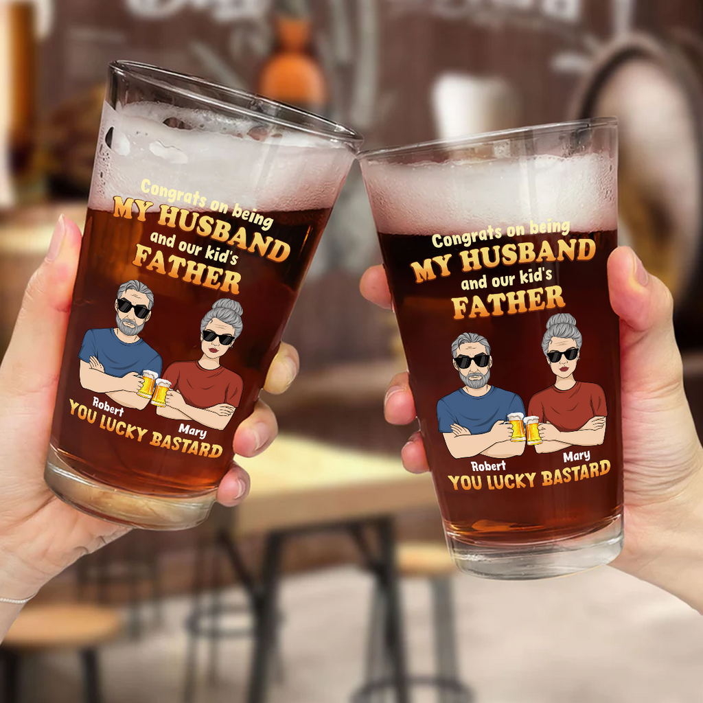Congrats On Being Father - Personalized Beer Glass