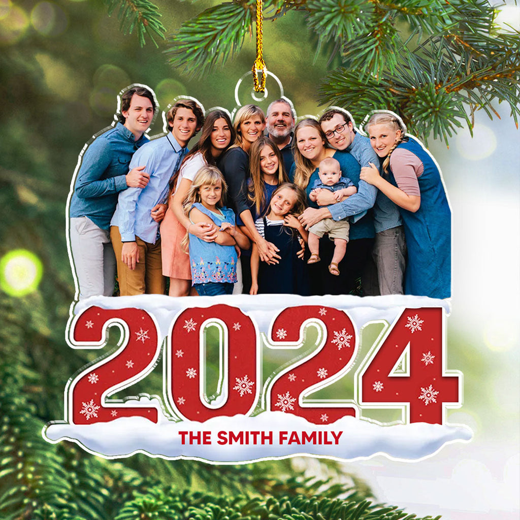 Custom Photo Family Ornament, Christmas Gift for Family Members • Photo Family 2024 - Personalized Acrylic Ornament