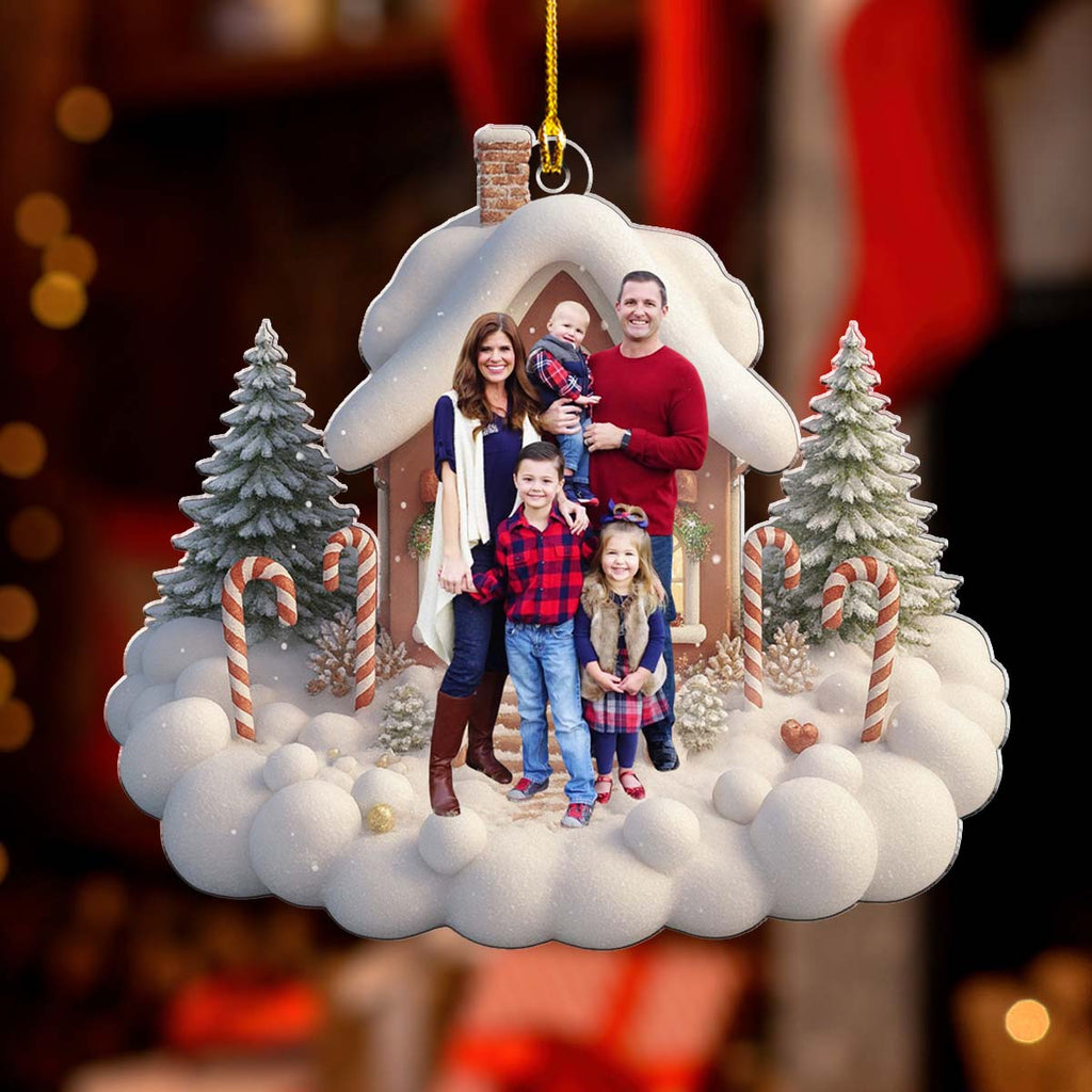 Custom Photo Family Ornament, Christmas Gift for Family Members • Our House Our Home - Personalized Acrylic Ornament