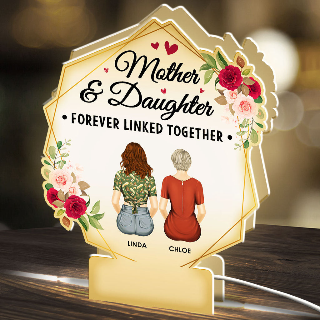 Mother And Daughters Forever Linked Together - Personalized Light Box