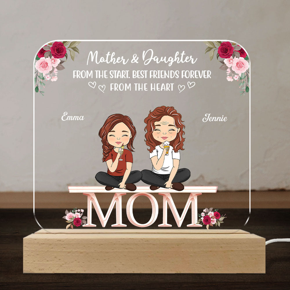 Custom Gift for Mom Grandma, Mother's Day Birthday • Mother And Daughters Sons Children From The Start - Personalized LED Light
