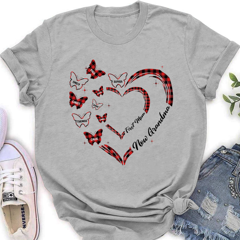 Custom Christmas & Birthday Gift for Grandma • First Mom Now Grandma - Personalized Women's T-shirt