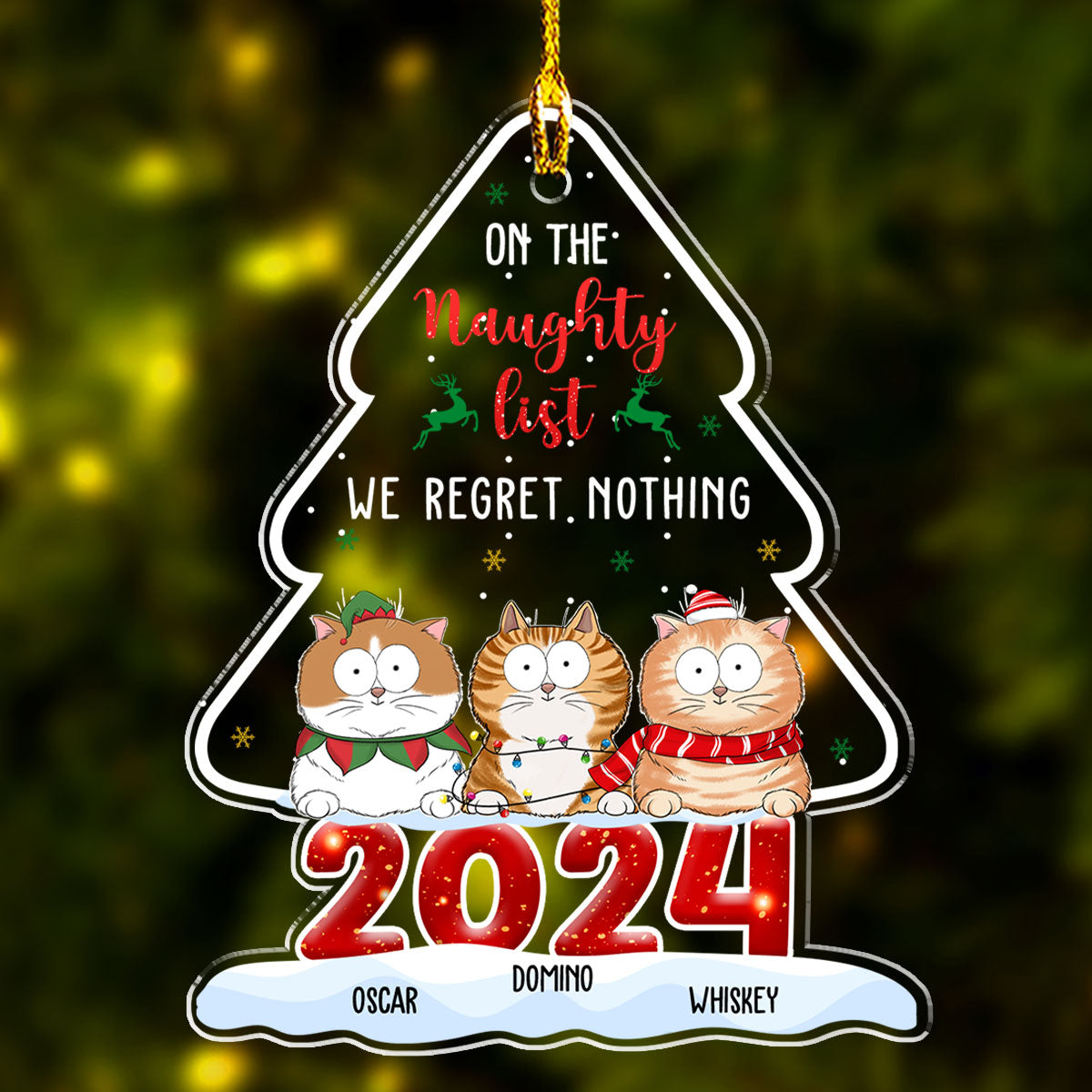 Custom Keepsake Christmas Ornament •  On The Naughty List - Personalized Acrylic Ornament