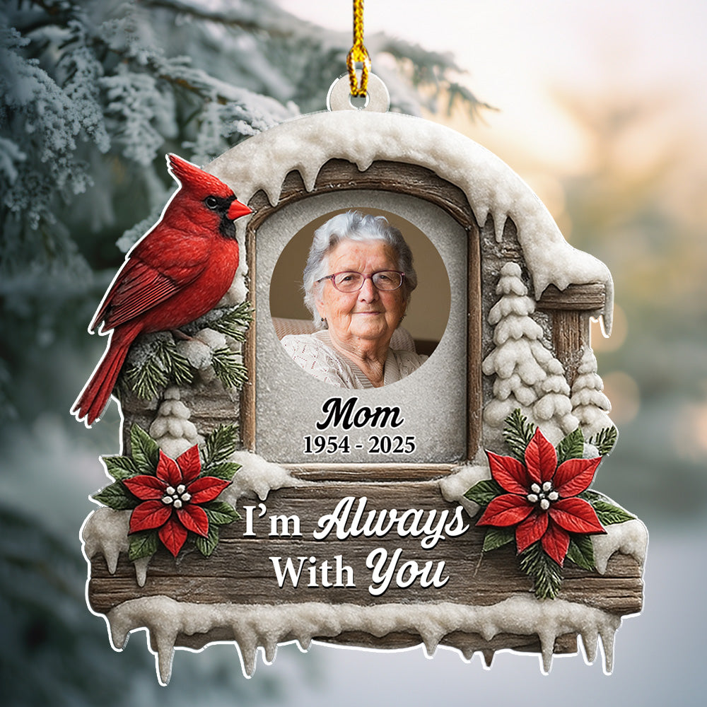 Custom Photo Memorial Christmas Ornament, Sympathy Keepsake • Always In My Memory - Personalized Acrylic Ornament