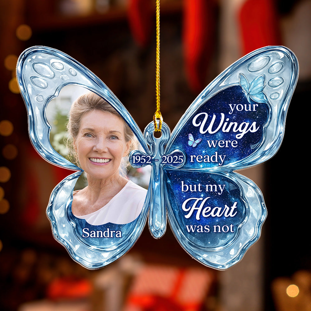 Custom Photo Memorial Christmas Ornament, Sympathy Keepsake • Photo I Am Not Ready - Personalized Acrylic Ornament