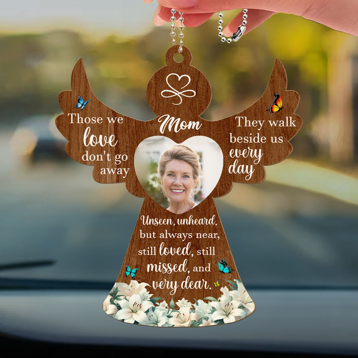 Those We Love Do Not Go Away - Personalized Wood Car Ornament