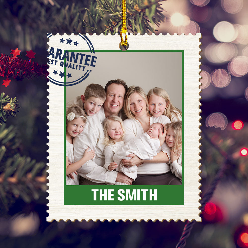 Custom Photo Family Ornament, Christmas Gift for Family Members • Photo Stamp - Personalized 1-layered Wood Ornament