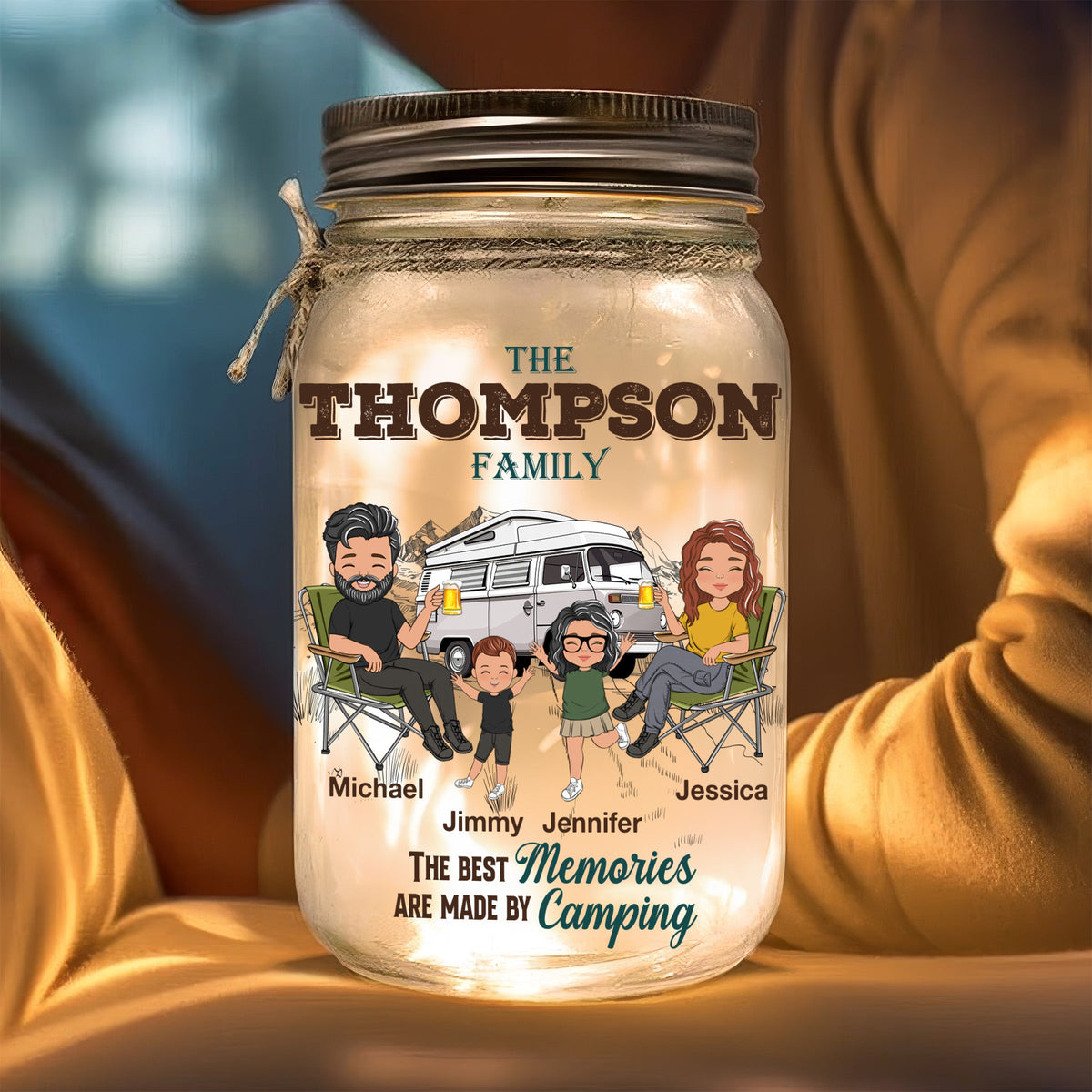 Happy Campers - Personalized Mason Jar Light