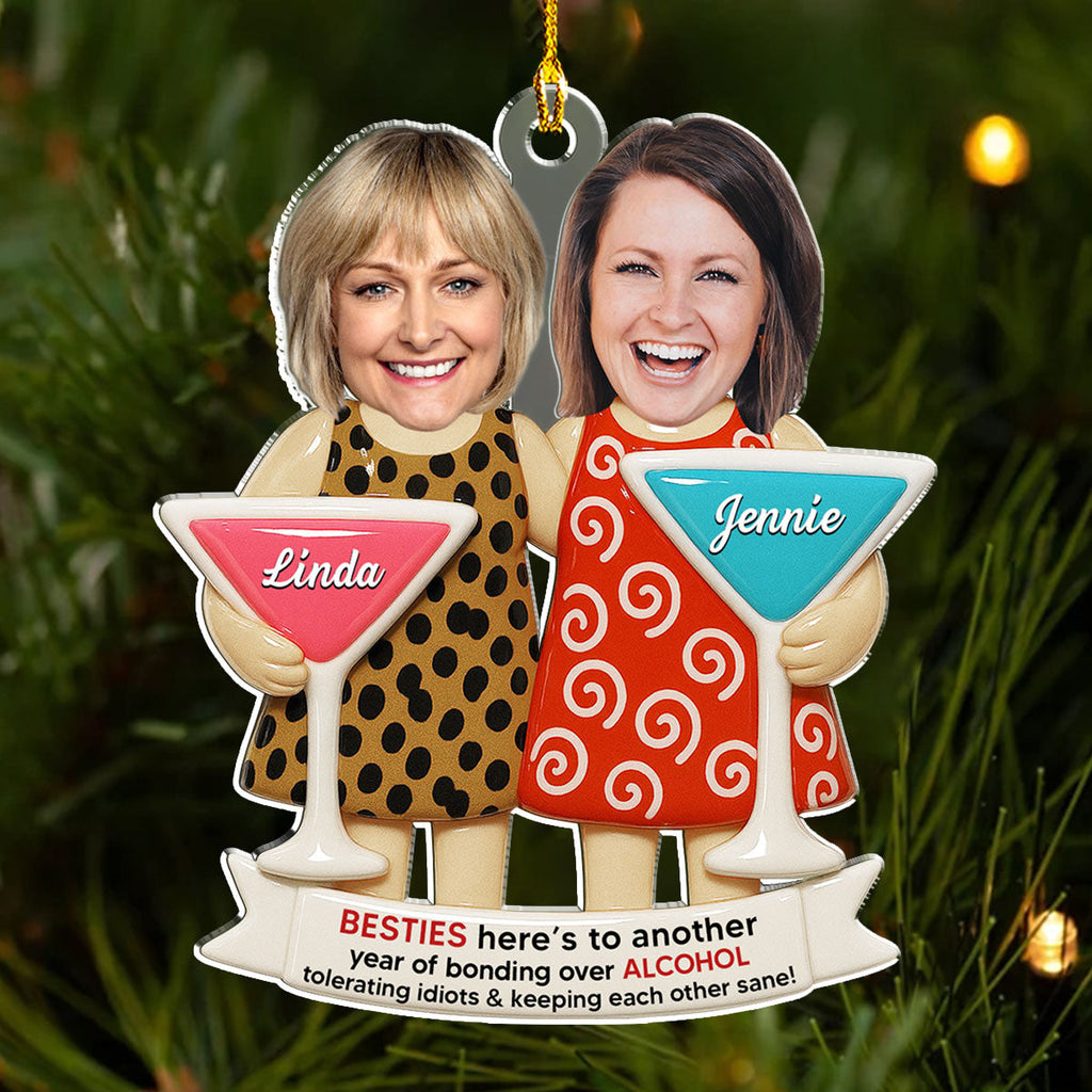 Custom Photo Friendship Christmas Ornament, Best Friend Gift • Girls Night - Personalized Acrylic Ornament