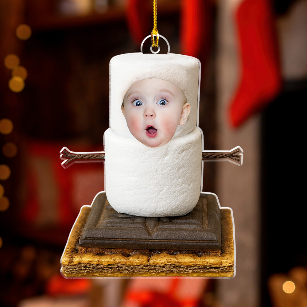 Custom Photo Family First Christmas Ornament • Sweet Smore Snow First Christmas - Personalized Acrylic Ornament