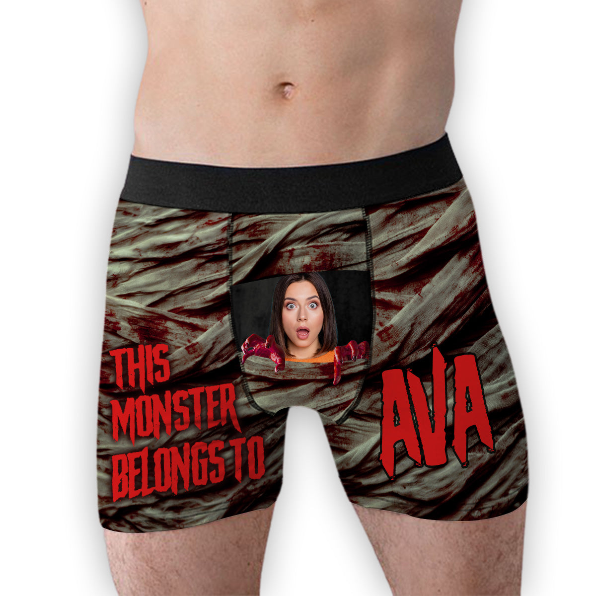 This Monster Belong To - Personalized Photo Men's Boxer Briefs