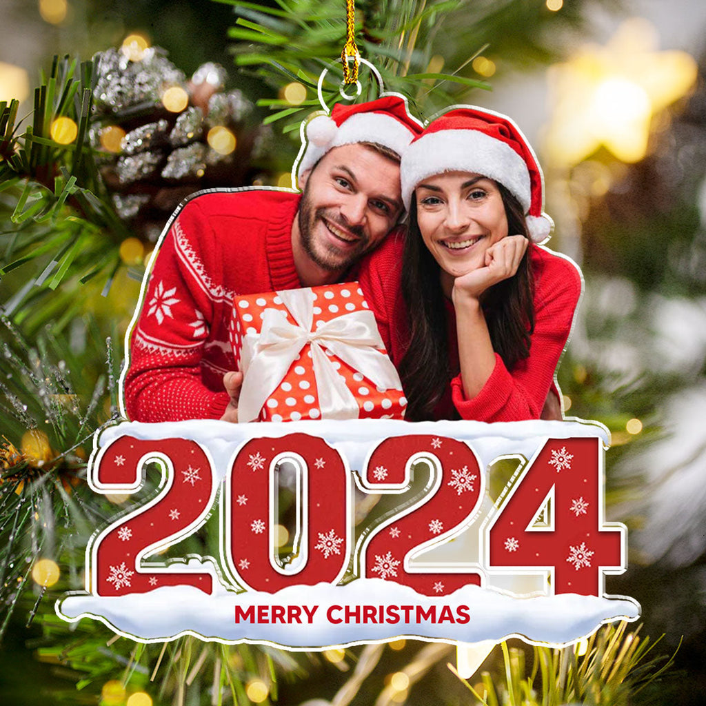 Custom Photo Couple Christmas Ornament, Anniversary Gift • Photo Couple 2024 - Personalized Acrylic Ornament