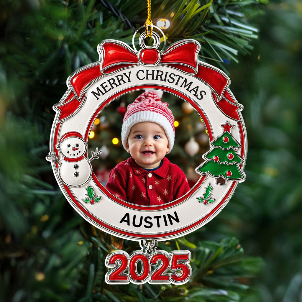 Custom Photo Family Ornament, Christmas Gift for Family Members • Newborn Christmas - Personalized Acrylic Ornament