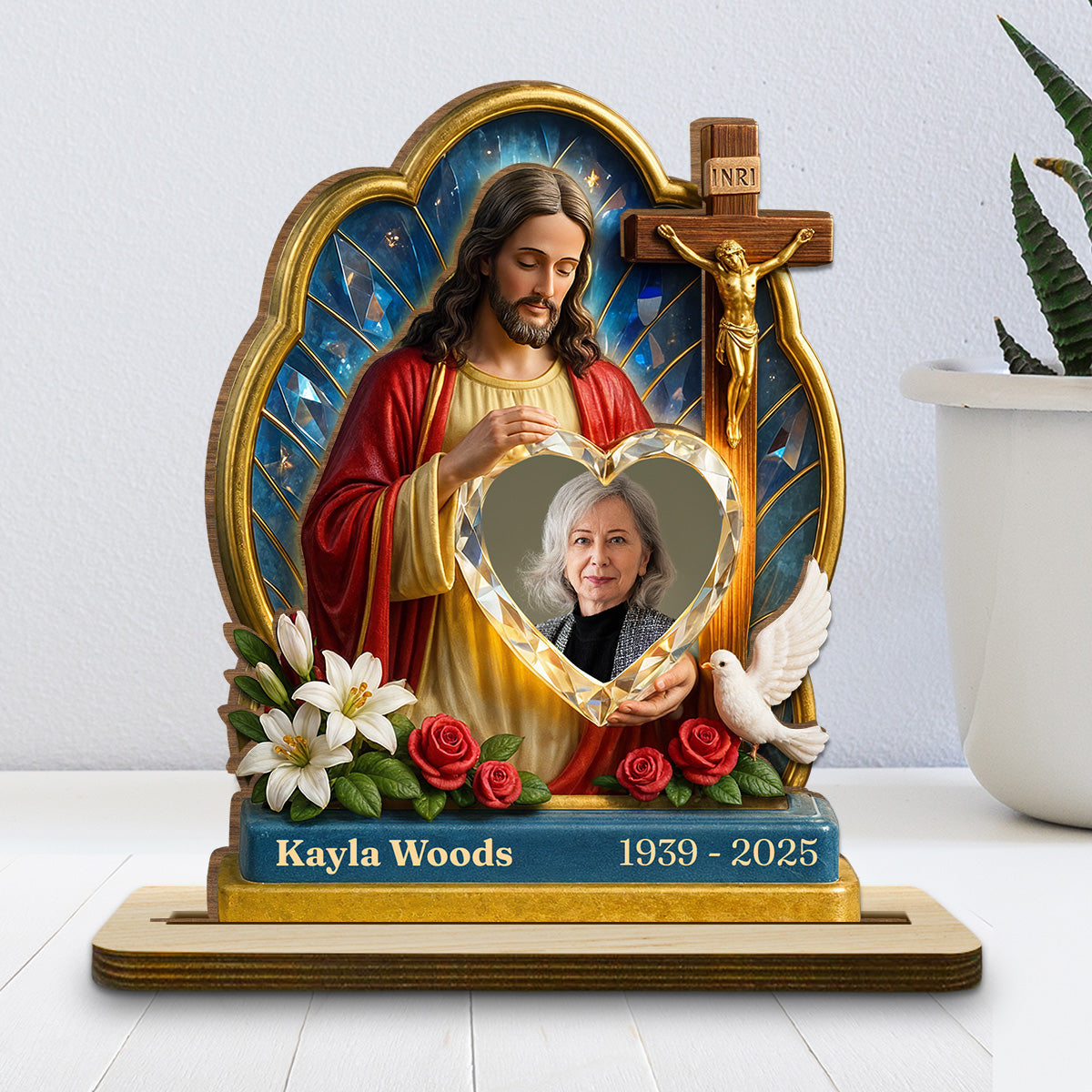 Custom Memorial Keepsake, Sympathy & Remembrance Gift • Guardian Of My Heart - Personalized 2-Layer Wood Plaque With Flat Base