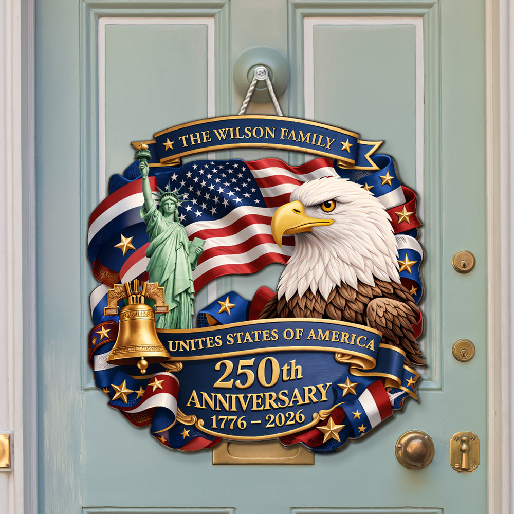 Custom Family Patriotic Hanging Decor, 4th of July • Time For The Grand Anniversary - Personalized Wood Sign