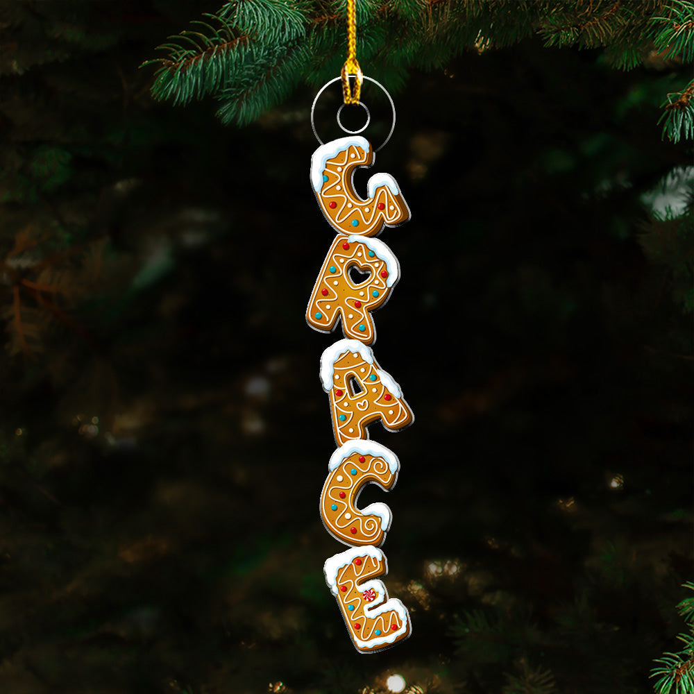 Custom Gingerbread Letter Christmas Ornament & Stocking Tag with Name • Gingerbread Letter Dreams - Personalized Acrylic Ornament