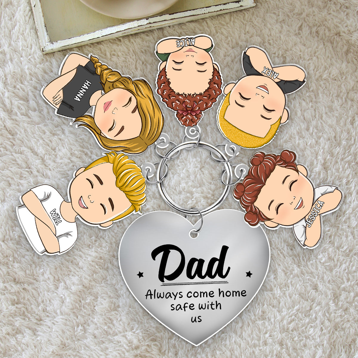 Dad Always Come Home Safe - Personalized Acrylic Tag Keychain