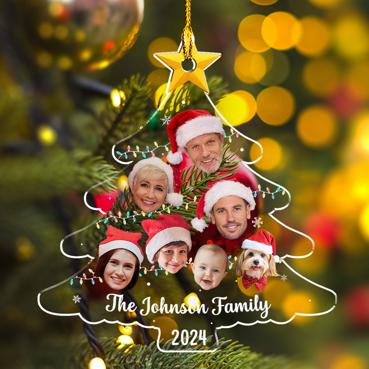 Custom Photo Family Ornament, Christmas Gift for Family Members • Family Photo - Personalized Acrylic Ornament