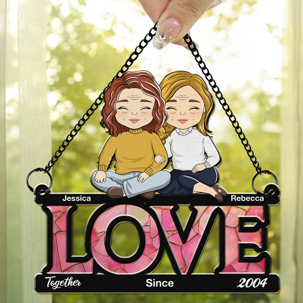 Custom Couple Hanging Decor, Anniversary Valentine's Day Gifts • Together - Personalized Suncatcher