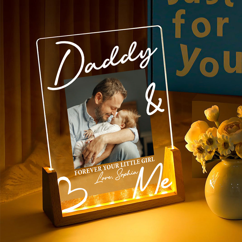 Custom Photo Father's Day Gift for Dad Grandpa • Always Be Your Little Girl - Personalized Night Light