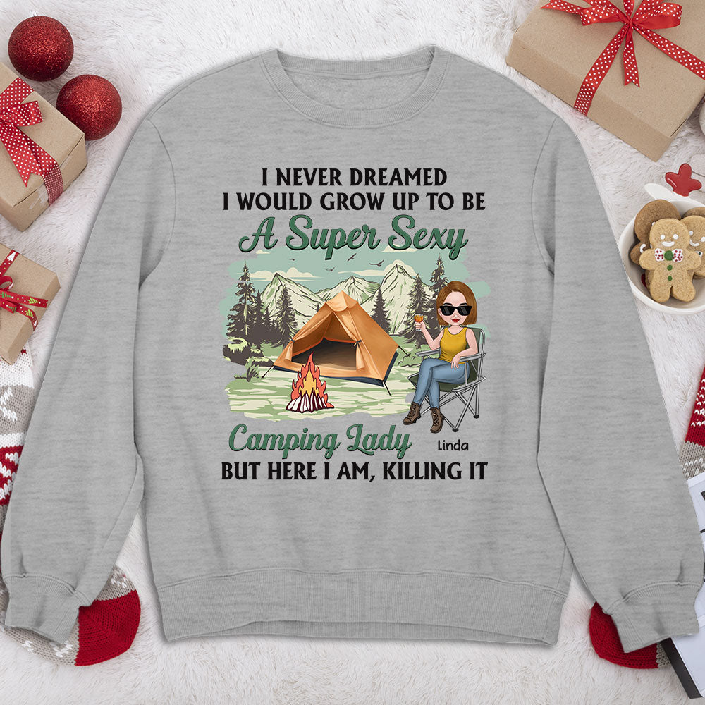 Custom Christmas & Birthday Keepsake Gift • Camping Lady - Personalized Sweatshirt