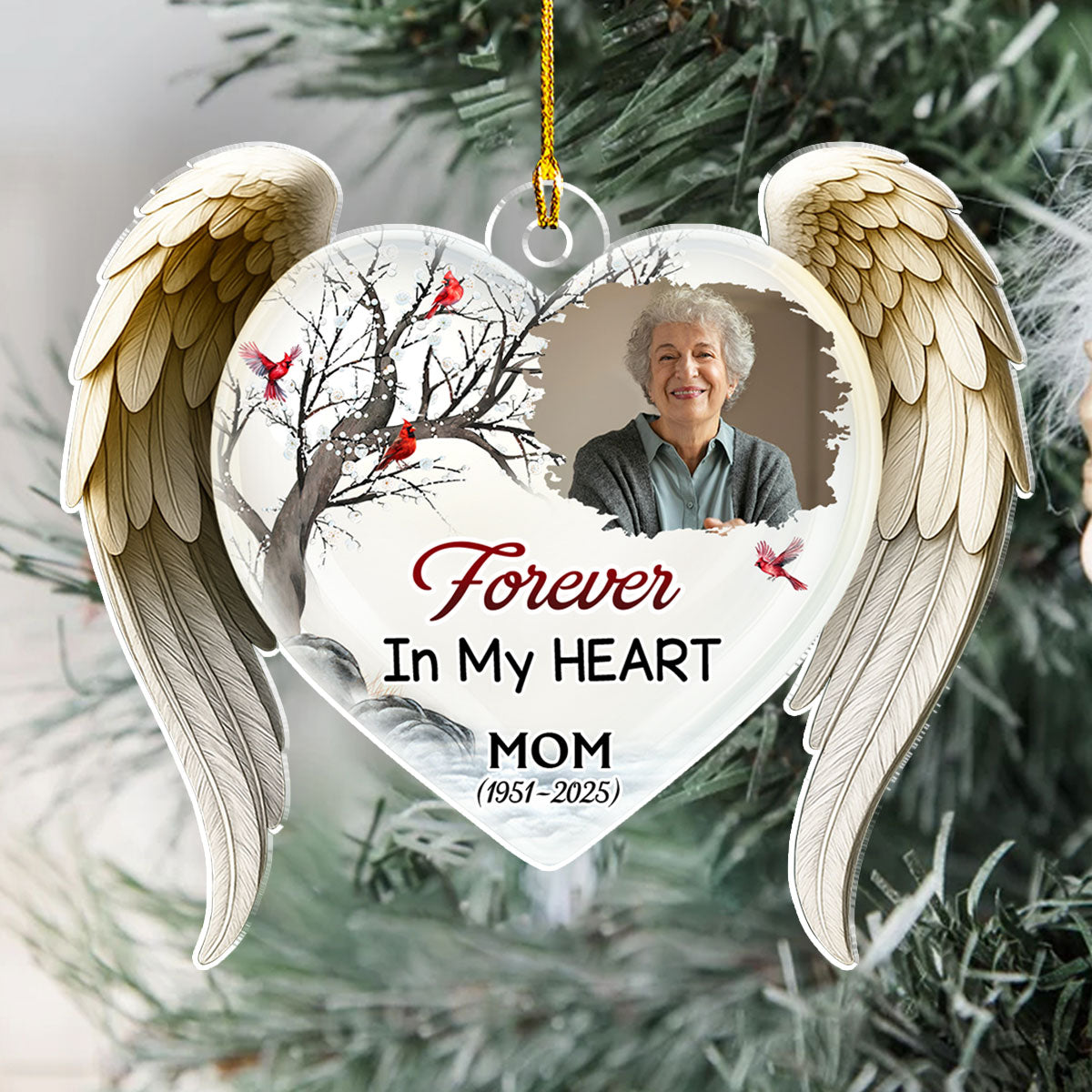 Custom Photo Memorial Christmas Ornament, Sympathy Keepsake • Guardian From Heaven - Personalized Acrylic Ornament