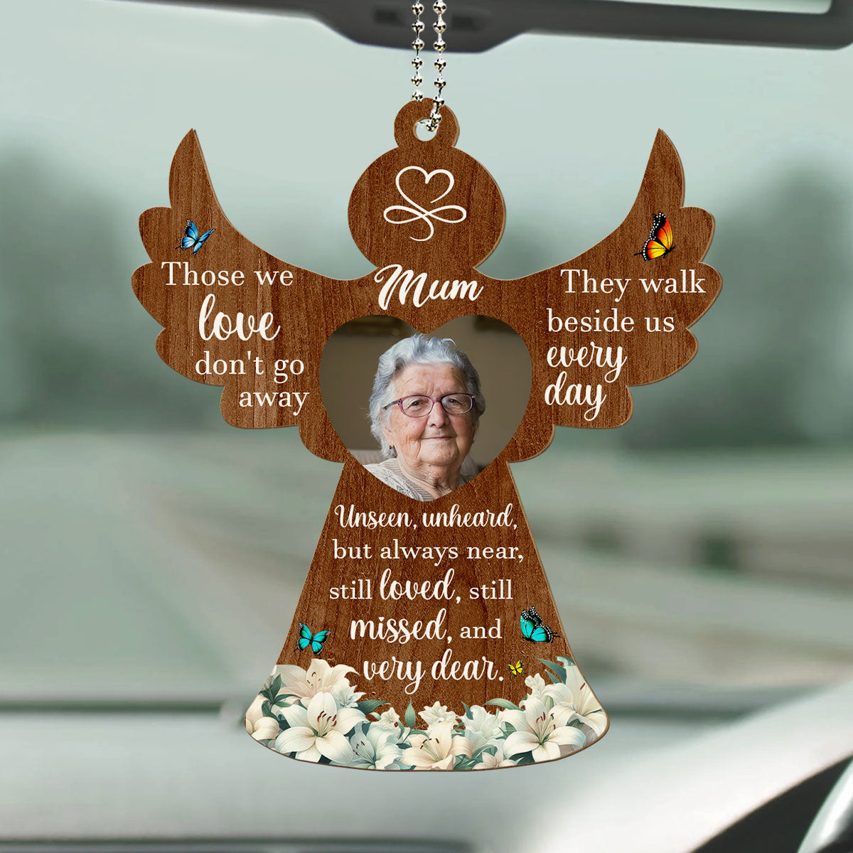 Those We Love Do Not Go Away - Personalized Wood Car Ornament