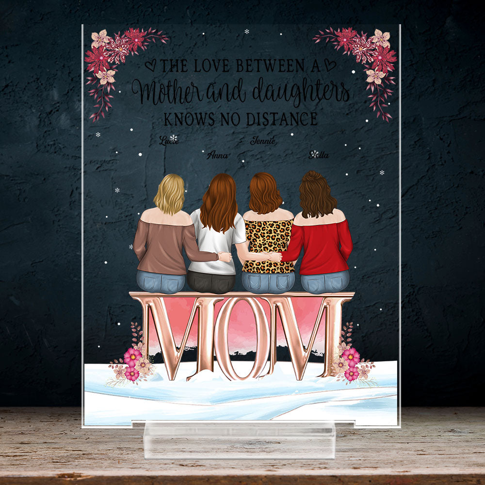 Custom Decor for Mom, Special Gift for Mother • Mother And Daughters Forever Linked Together - Personalized Acrylic Plaque With Base