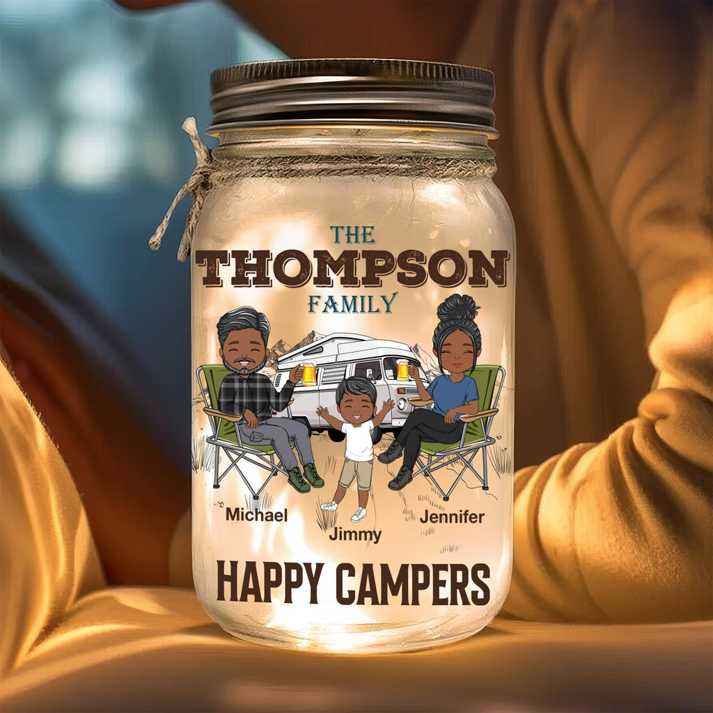 Happy Campers - Personalized Mason Jar Light