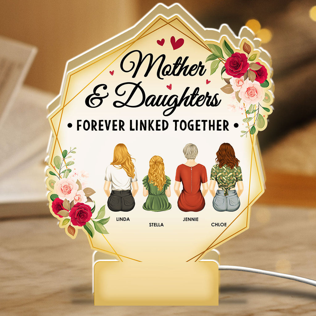 Mother And Daughters Forever Linked Together - Personalized Light Box