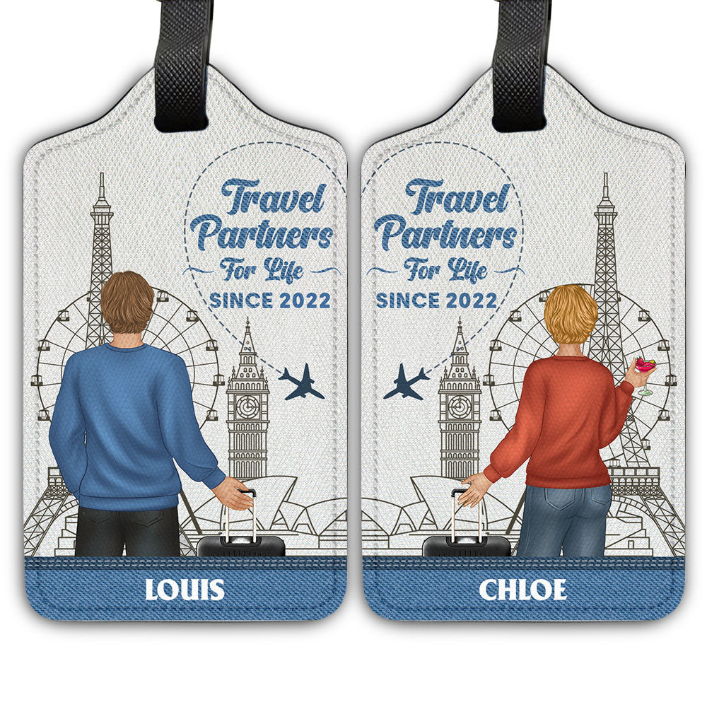 Traveling Couple - Gift For Traveling Lovers - Personalized Luggage Tag