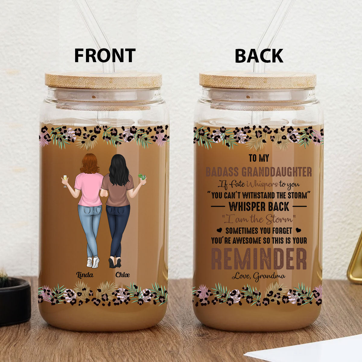 Badass Granddaughter - Personalized Glass Can