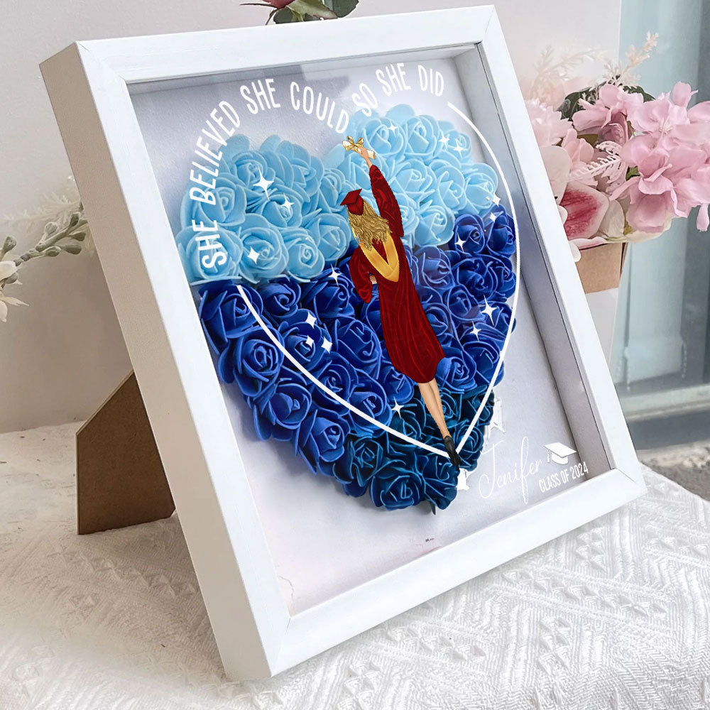 Class Of 2024 Graduation Gift - Personalized Flower Shadow Box