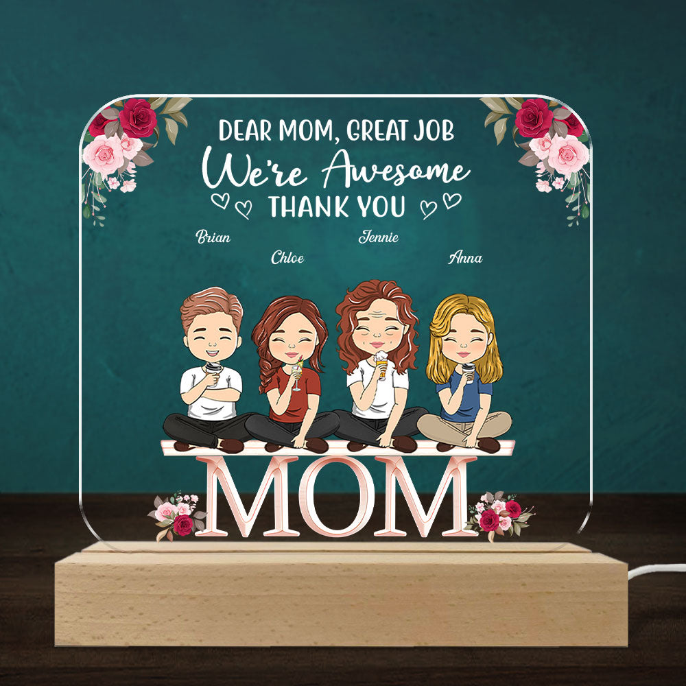 Custom Gift for Mom Grandma, Mother's Day Birthday • Mother And Daughters Sons Children From The Start - Personalized LED Light