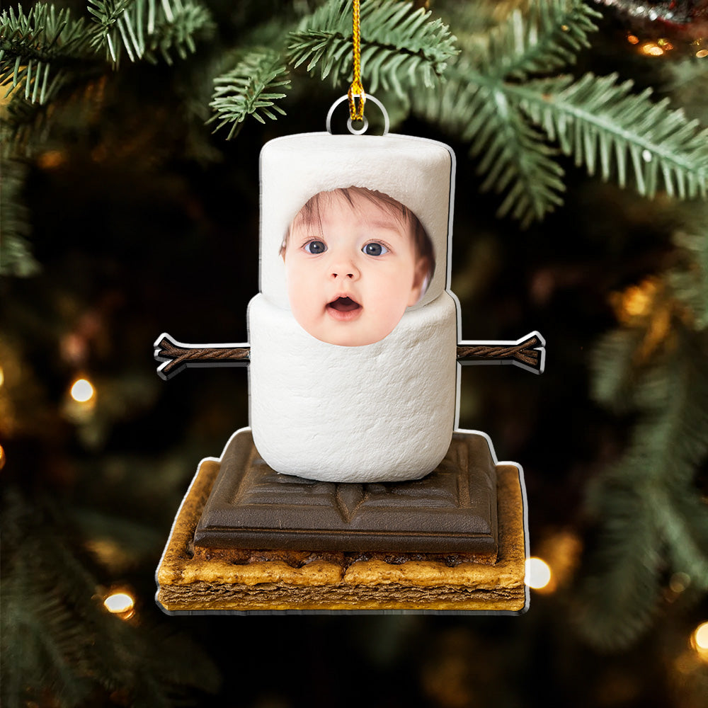 Custom Photo Family First Christmas Ornament • Sweet Smore Snow First Christmas - Personalized Acrylic Ornament