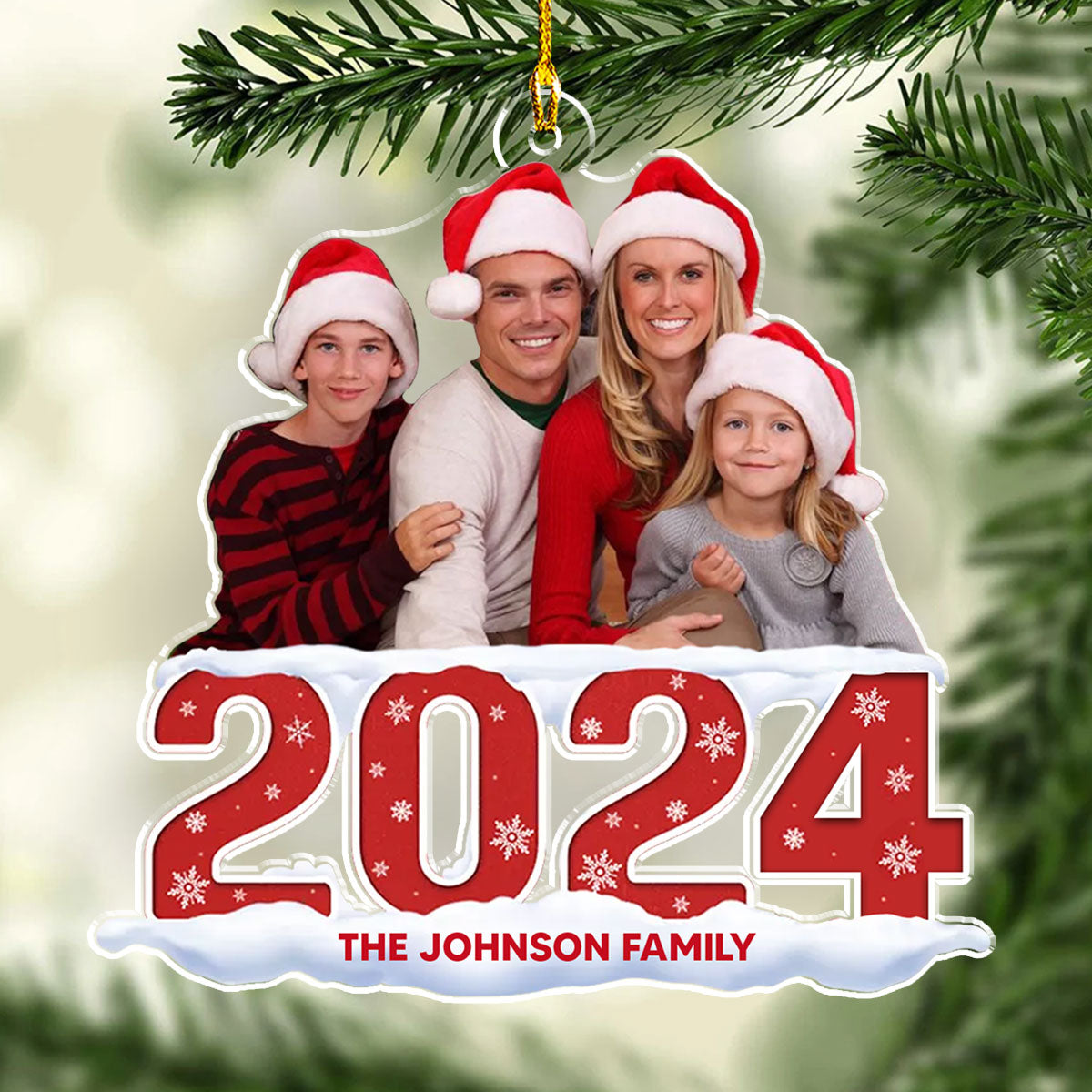 Custom Photo Family Ornament, Christmas Gift for Family Members • Photo Family 2024 - Personalized Acrylic Ornament