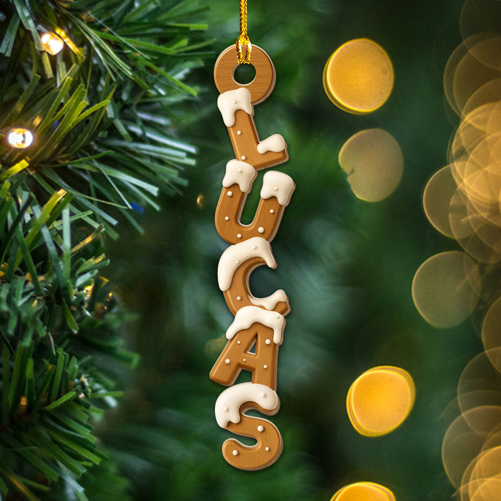 Custom Wood Letter Christmas Ornament & Stocking Tag with Name • Wood Letter - Personalized 3D Effect Wood Ornament