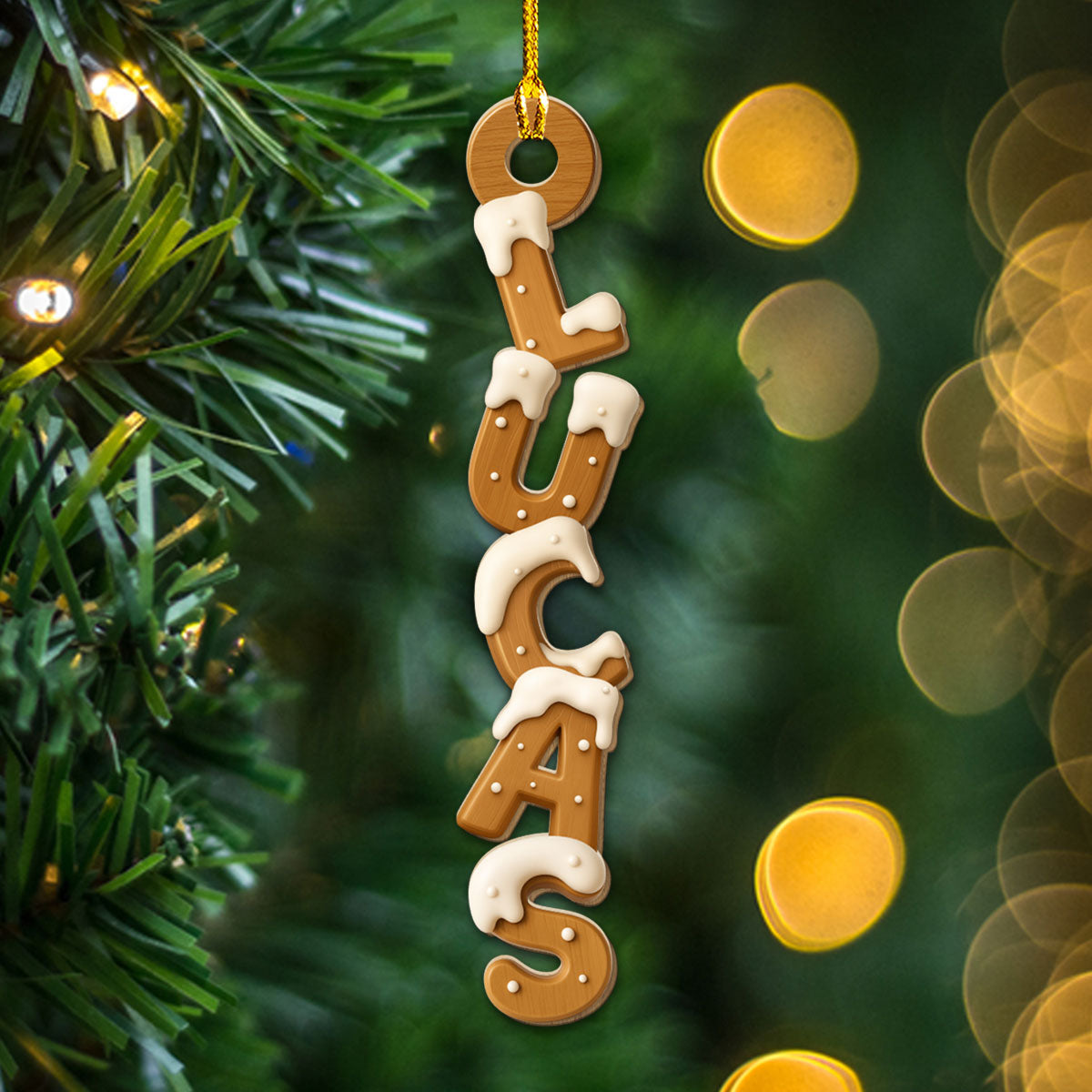 Custom Wood Letter Christmas Ornament & Stocking Tag with Name • Wood Letter - Personalized 3D Effect Wood Ornament
