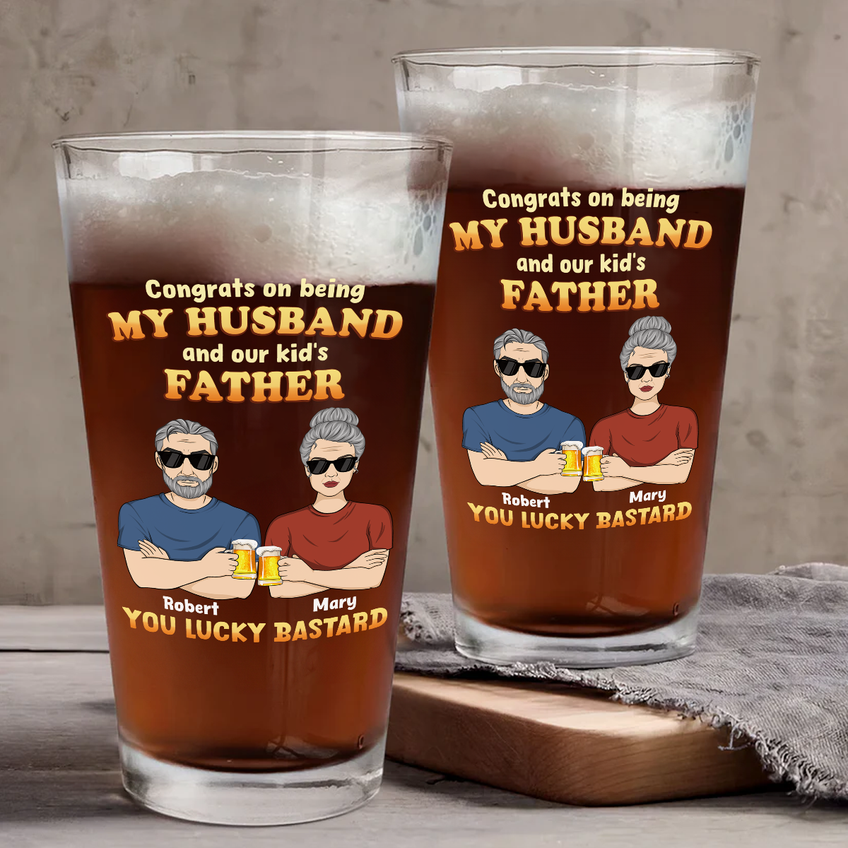 Congrats On Being Father - Personalized Beer Glass