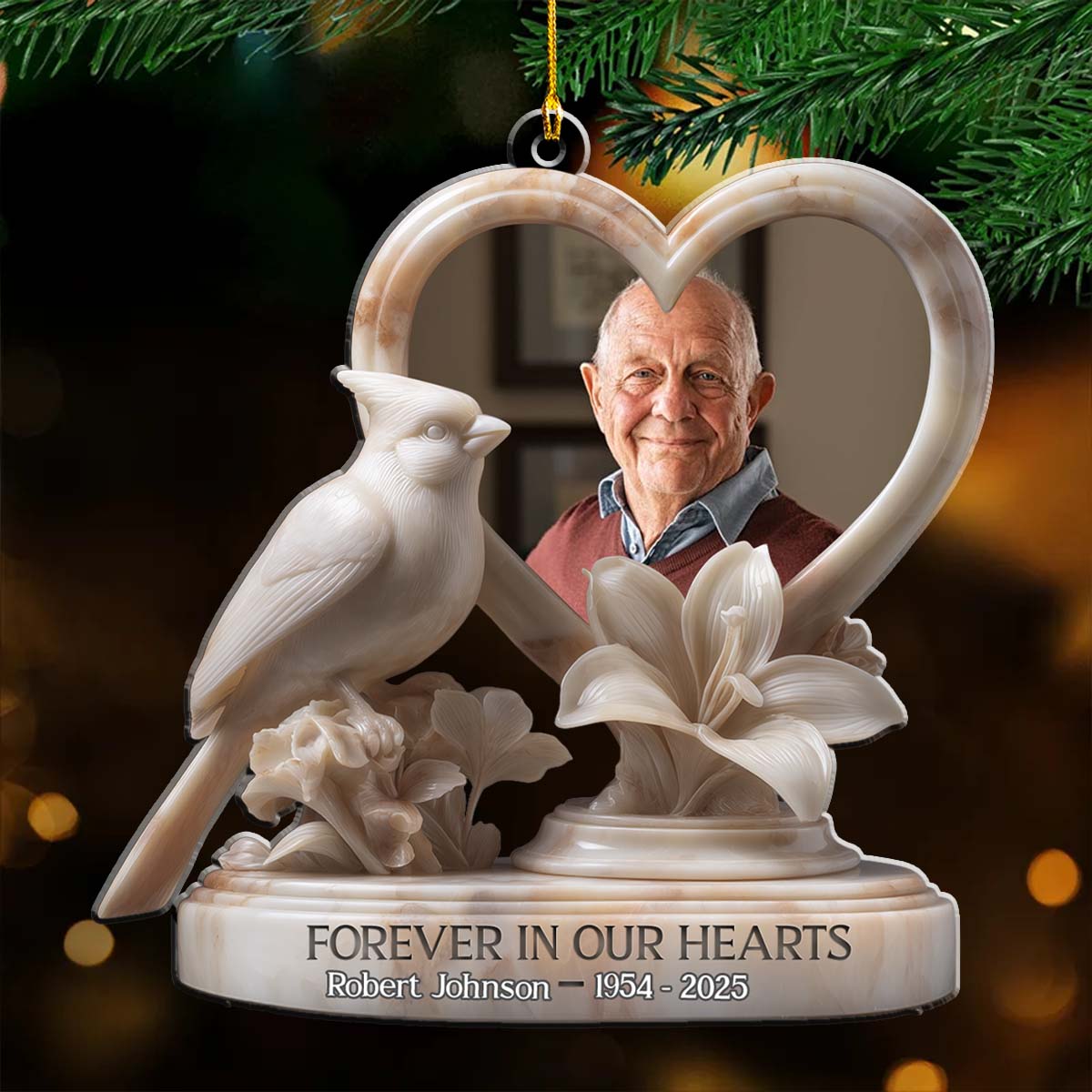 Custom Photo Keepsake Christmas Ornament • Rest in Peace My Angel - Personalized Acrylic Ornament