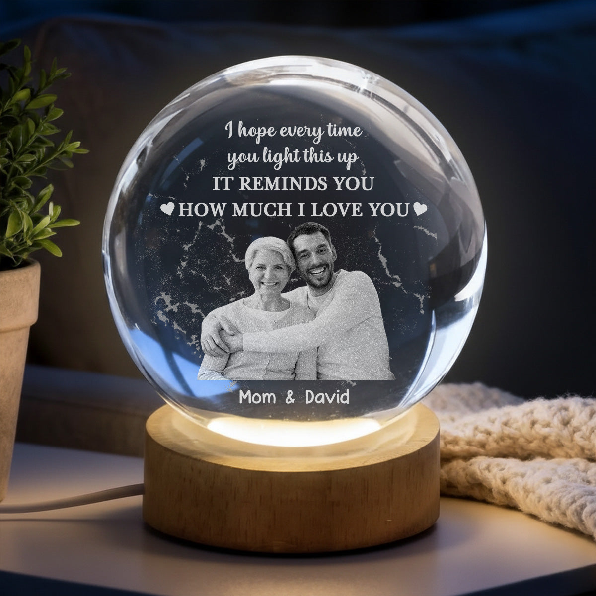 How Much I Love You - Personalized Crystal Globe Lamp
