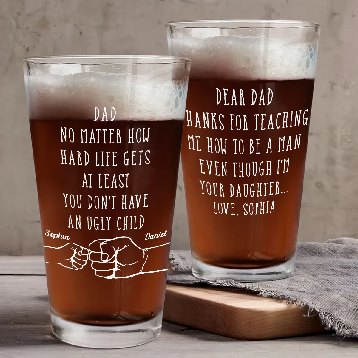 Thanks For Teaching Me How To Be A Man - Personalized Beer Glass
