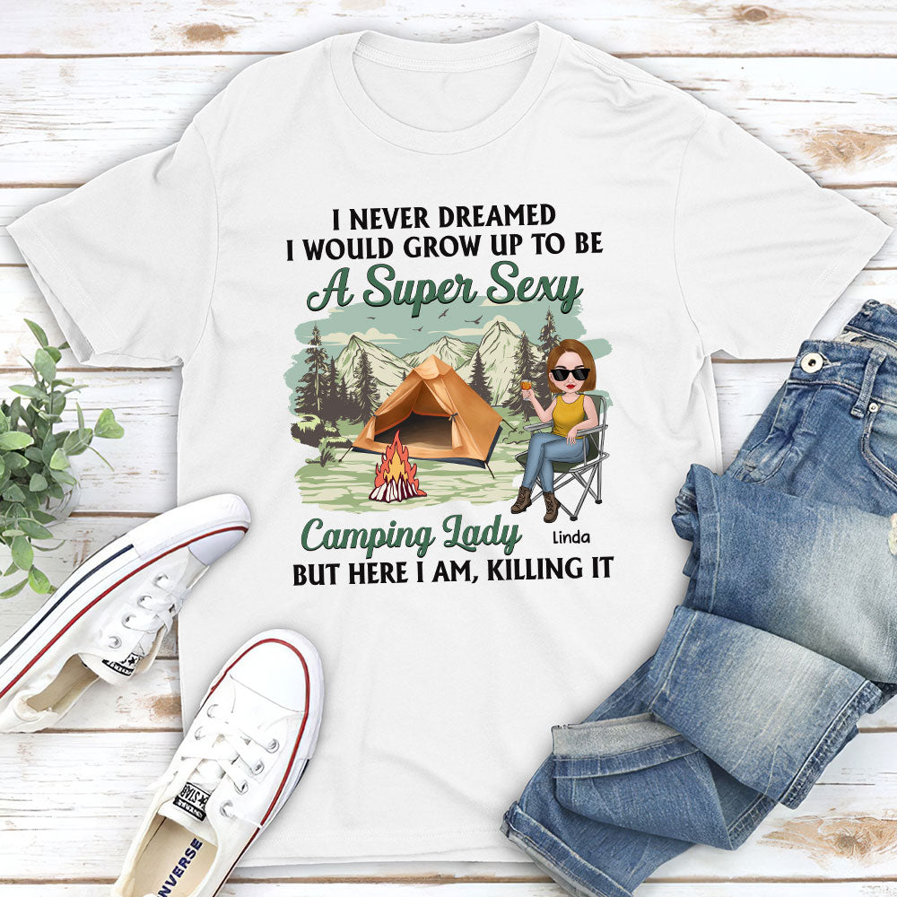 Custom Christmas & Birthday Keepsake Gift • Camping Lady - Personalized Unisex T-shirt