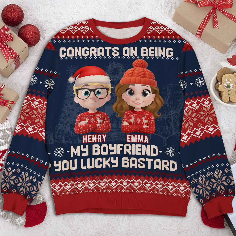 Custom Couple Christmas Sweatshirt, Anniversary Gift • Being My Husband - Personalized All-Over-Print Sweatshirt