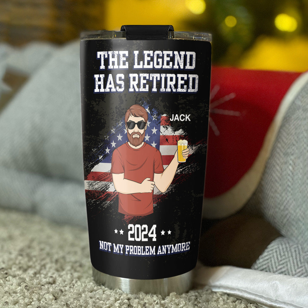 Custom Christmas Birthday Gifts For Dad • The Legend Has Retired - Personalized Tumbler