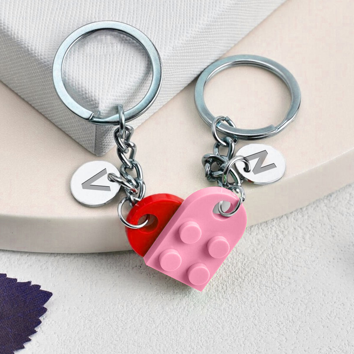 I Found My Missing Piece - Personalized Heart Brick Keychain