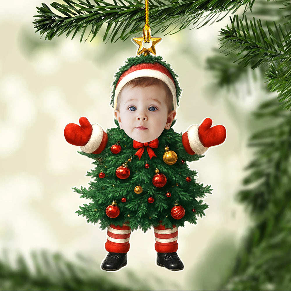 Custom Photo Family First Christmas Ornament • Baby Christmas Tree - Personalized Acrylic Ornament