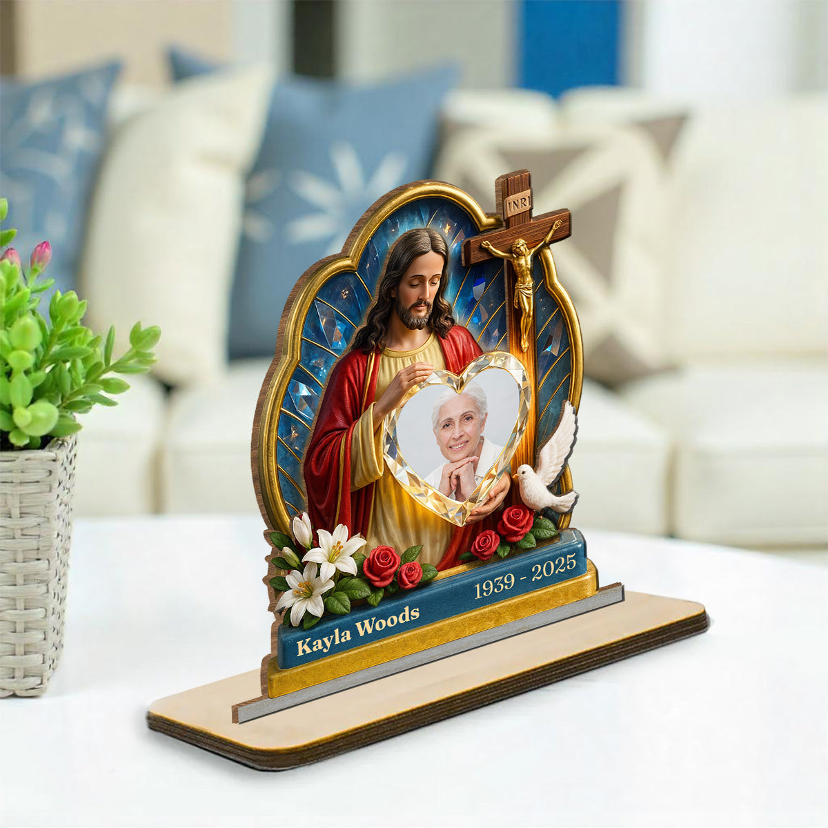 Custom Memorial Keepsake, Sympathy & Remembrance Gift • Guardian Of My Heart - Personalized 2-Layer Wood Plaque With Flat Base