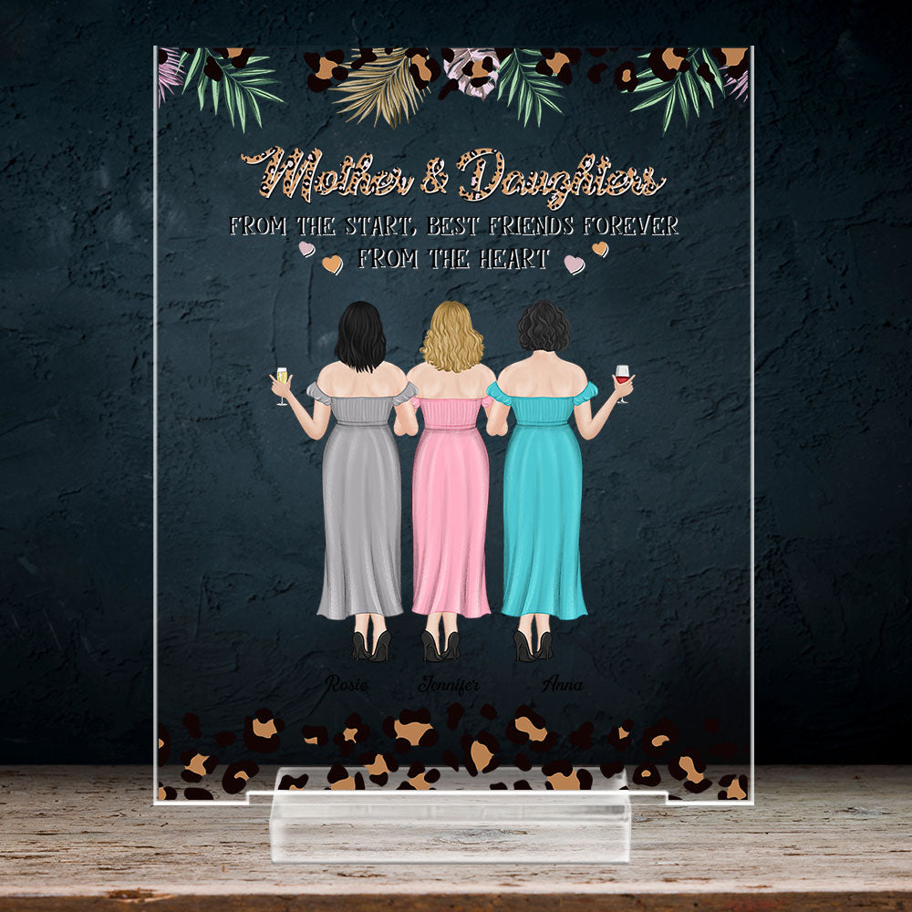 Custom Decor for Mom, Special Gift for Mother • Mother And Daughter - Personalized Acrylic Plaque With Base
